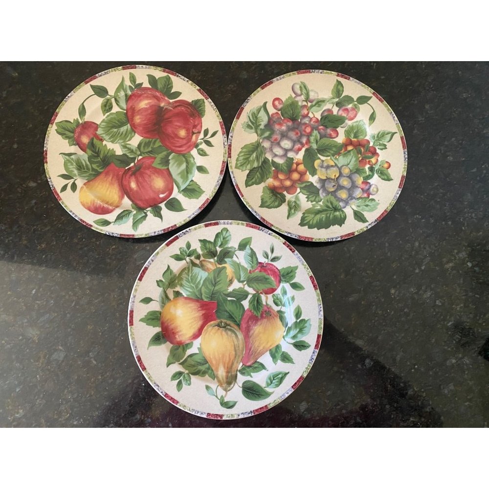 Sakura Oneida 8" Stoneware Fruit Patterned Salad/Dessert Plates (Qty. 3)